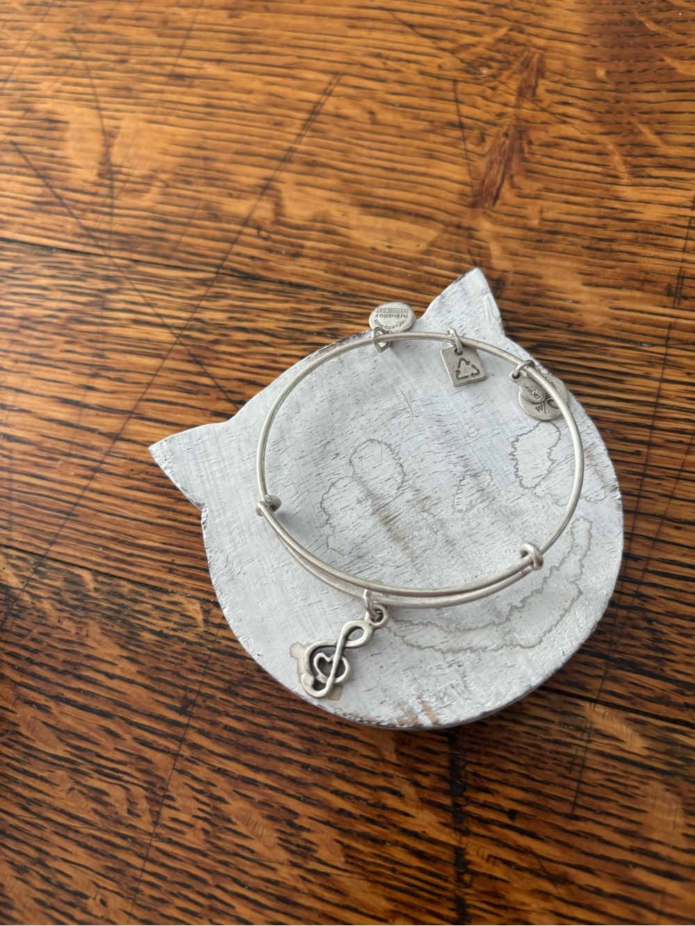 Silver Tone Music Note Charm Bangle Bracelet Alex and Ani Silver